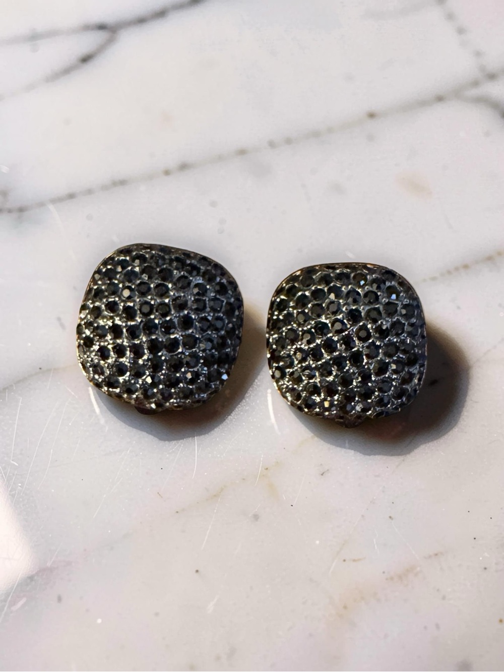 Liz Claiborne Paved Black Rhinestone Clip-on Earrings - Picture 2 of 4